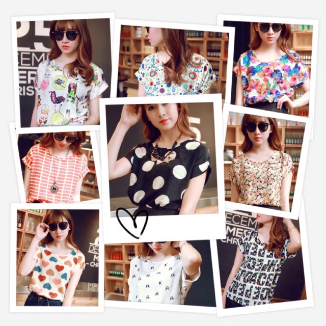 มี20ลายเลือกได เสื้อแฟชั่น ไม่ตกสี ไม่ยืด ไม่ย้วย ล้าน% ผ้าซีฟองอย่างดี ใส่สบาย
