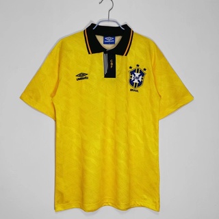 เสื้อกีฬาแขนสั้น ลายทีมชาติฟุตบอล Brazil home 1991/93 คุณภาพสูง AAA สไตล์เรโทร ไซซ์ S-XXL