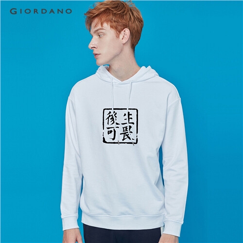 GIORDANO MEN Prined long-sleeve hoodie 91099676