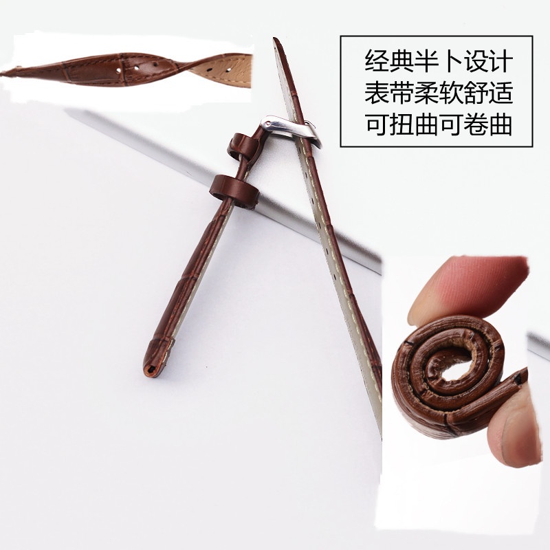 สายนาฬิกาข้อมือ สายหนังวัวแท้ แบบนิ่ม กันเหงื่อ ลายหนังจระเข้ สไตล์คลาสสิก