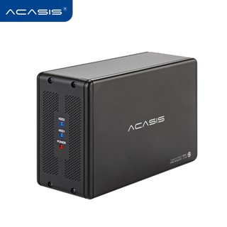 ราคาACASIS Hard Disk Box RAID Cabinet USB 3.0 Dual Disk External 3.5\" SDD HDD Enclosure with Power Adapter, Support SATA & 32TB