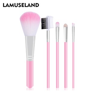 LAMUSELAND  ชุดแปรงแต่งหน้า ด้ามจับสีชมพู 5 ชิ้น/ ชุด #1406