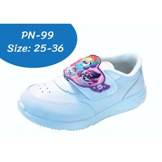 รองเท้านักเรียนสีขาวลายโพนี่ มีไฟ รุ่นPn-99