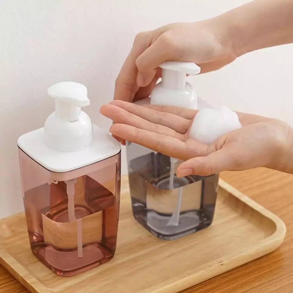 ขวดปั๊ม 420ml. ขวดปั๊มจ่ายสบู่เหลว จ่ายโฟมได้ ขวดปั๊มทรงสี่เหลี่ยม. สินค้าพร้อมส่ง