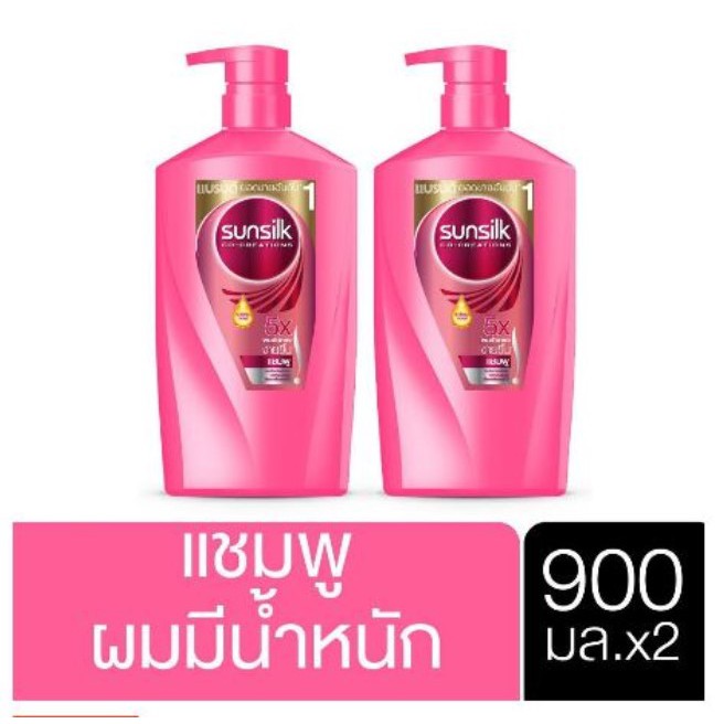 SUNSILK Shampoo Smooth and Manageable Pink 900 ml (2 pcs) ซันซิลแชมพู สูตรผมมีน้ำหนัก จัดทรงง่าย 900