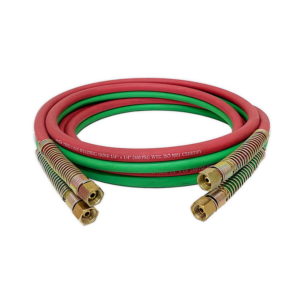 UMEGA สายแก๊สคู่ (ยาง) THR-2B-SP พร้อมสปริงซัพพอร์ทสาย & ข้อต่อ 9/16"