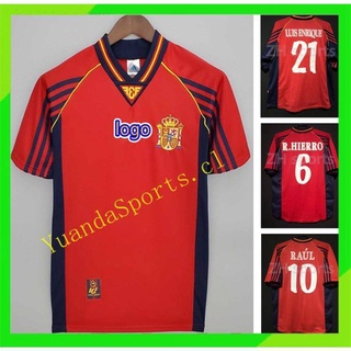 เสื้อกีฬาแขนสั้น ลายทีมชาติฟุตบอลสเปน 1998 98/99 DAVID VILLA 7 TORRES 9 A.INIESTA 6 สไตล์เรโทร