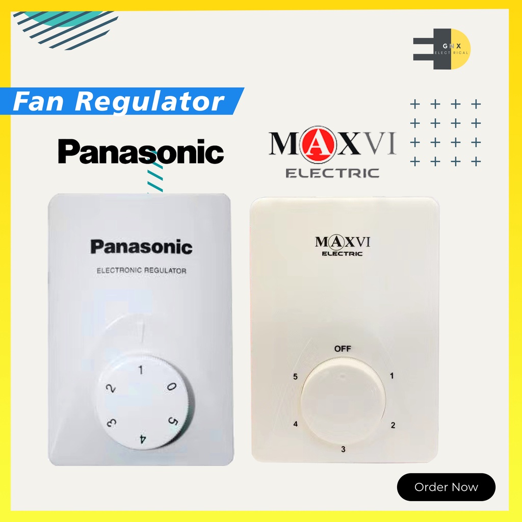 Panasonic/maxvi Fan Speed Regulator Switch/5 Speed Control Fan Regulator Switch/Suis Kipas Siling สีขาว