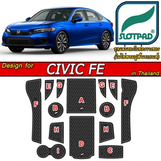 SLOTPAD แผ่นรองหลุม Honda new Civic Fe ตรงรุ่นรถเมืองไทย ซีวิค ยางรองแก้ว  ยางรองหลุม ที่รองแก้ว ชุดแต่ง ของแต่ง กันรอย