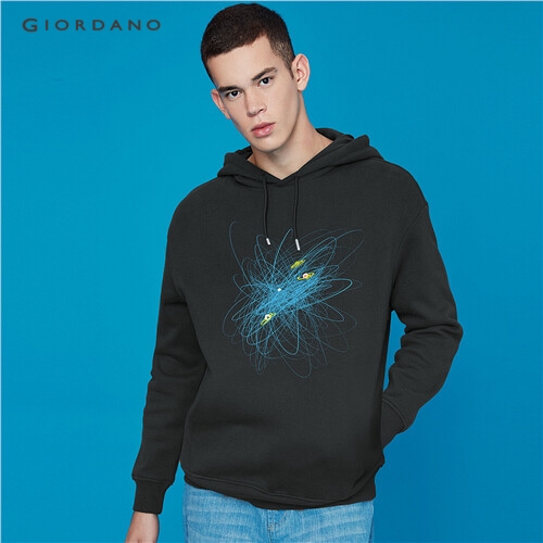 GIORDANO MEN Printed graphic crewneck long-sleeve hoodie 91099588