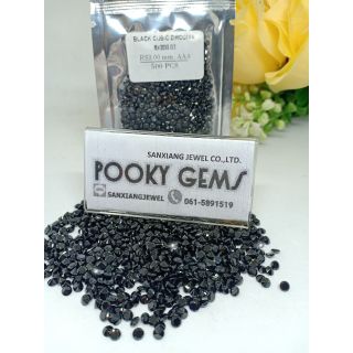 เเพค 500เม็ด, BLACK CZ Daimond ,เพชรรัสเซียสีดำ ทรงกลม เจียระไนเหลี่ยมก้นเพชร ขนาด 3 มิล