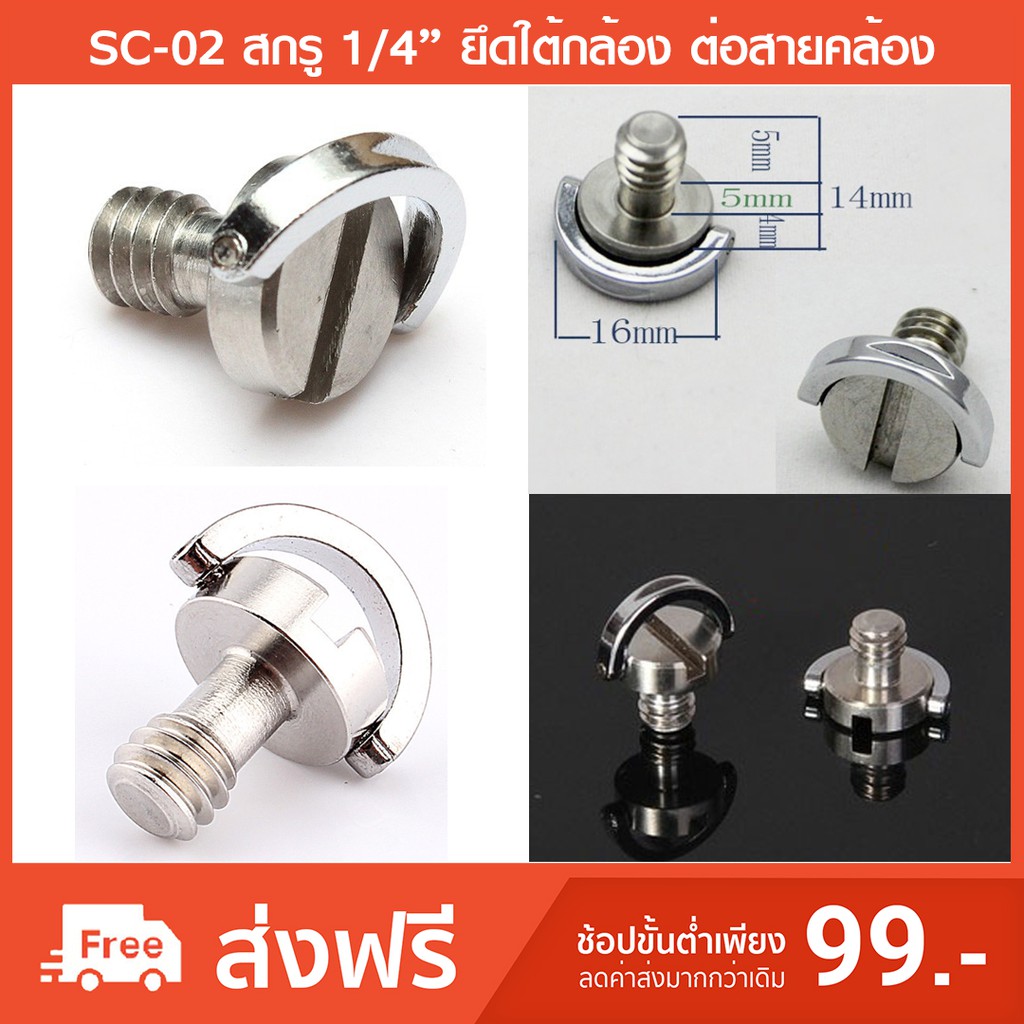 SC-02 น็อต สกรู 1/4” ยึดใต้กล้อง ต่อสายคล้อง หรือต่อ L plate
