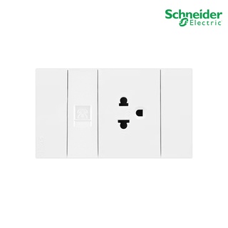 Schneider Electric ชุดเต้ารับโทรศัพท์ 6ขา 4สาย ขนาด1ช่อง + เต้ารับเดี่ยว 3ขา ขนาด 2ช่อง พร้อมฝาครอบสีขาว รุ่น AvatarOn A