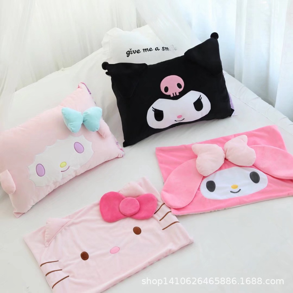 ปลอกหมอน ผ้าฝ้าย แบบหนา ลายการ์ตูน My Melody Kuromi Twin Stars สองด้าน สําหรับเด็ก จํานวน 1 ชิ้น