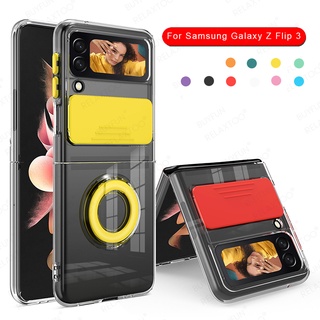 เคสสําหรับ Samsung Galaxy Z Flip3 เคสหน้าต่างกันกระแทกพร้อมแหวนพลิกตั้งได้ Zflip3 Zflip3 5G