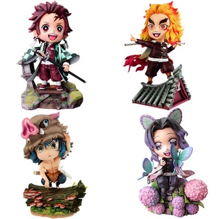 โมเดลฟิกเกอร์ Demon Slayer SD Kimetsu No Yaiba Kamado Tanjirou Figura Hashibira Inosuke Kochou Shinobu ขนาด 18 ซม. ของเล่นสําหรับเด็ก