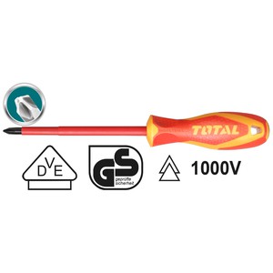 TOTAL ไขควงหุ้มฉนวนปากแฉก 1000V ขนาด 4" รุ่น THTISPH2100