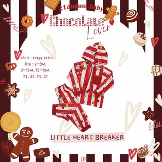 21August.Baby Chocolate Lover Little Heart Breaker ชุดเซ็ตเด็ก ชุดเด็ก ลายช็อกโกแลต ลายหัวใจ ผ้าเครปซาติน