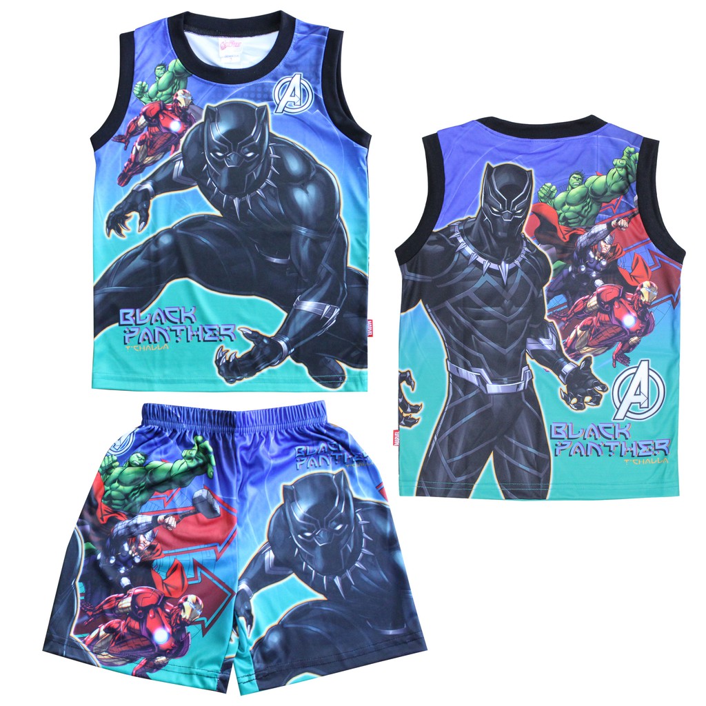 เสื้อผ้าเด็กลิขสิทธิ์แท้พร้อมส่ง เด็กเล็ก เด็กโต เด็กผู้ชาย/ผู้หญิง BLACK PANTHER เสื้อเด็กผ้ามัน Av