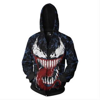 เสื้อแจ็กเก็ตคอสเพลย์ Venom Symbiote The Amazing Spider Man มีฮู้ด