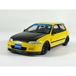 Otto Mobile x Route Twisk  1/18 : RT17 Honda Civic EG6 Spoon Yellow Full Carbon