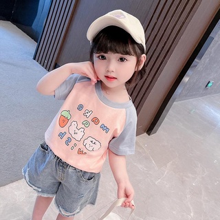 [Babycat] พร้อมส่ง เสื้อยืดแขนสั้น ผ้าฝ้ายแท้ สไตล์เกาหลี ญี่ปุ่น ฤดูร้อน สําหรับเด็กผู้หญิง 2022