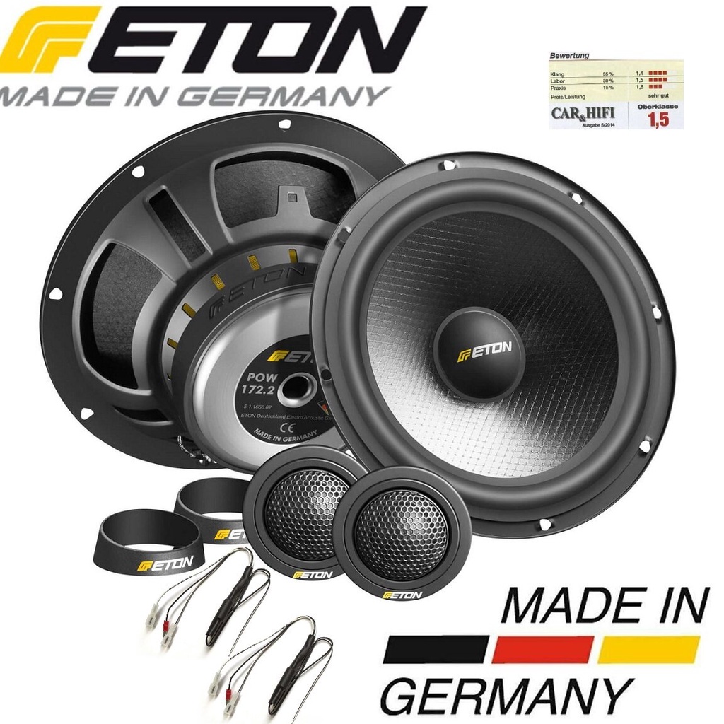 ETON POW 172.2 2-way component Car Speaker ลำโพงระบบ 2 ทาง 16.5 ซม. ระบบส่วนประกอบ 2 ทาง 70 Wrms  ทำ