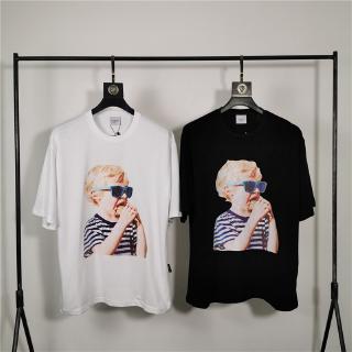 เสื้อยืดคอก ลมแขนสั้นผ้าฝ้ายทรงหลวมลําลองแบบ unisex