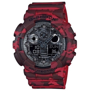 Casio G-Shock นาฬิกาข้อมือผู้ชาย รุ่น GA-100CM-4ADR (ลายพราง แดง)