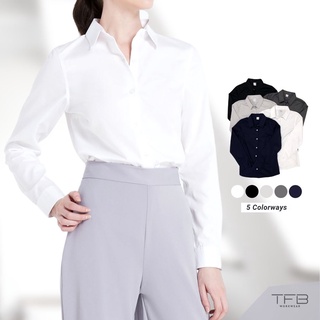 เสื้อเชิ้ตผู้หญิง แขนยาว สีขาว TFB Workwear