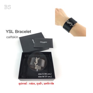 ★ NeW ★ Y SL Black Leather SHW Calfskin Bracelet