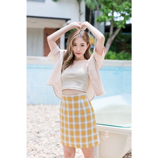 Summer scotch Skirt (Mlit_Brand) (ลายตารางสีมัสตาร์ด)