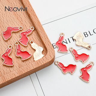 10 Pcs กระต่ายน่ารักจี้ Charms Alloy Drop น้ำมันจี้สำหรับเครื่องประดับทำ DIY สร้อยคอต่างหูสร้อยข้อมือของขวัญวันเกิด