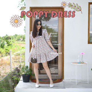 ชุดเดรสลายดอก ทรงปล่อย ใส่สบายมากๆค่ะ ผ้าดีนิ่ม POPPY DRESS