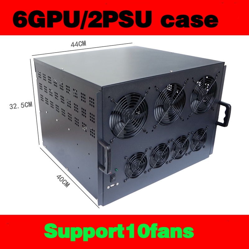 ใหม่ล่าสุด เคสพาวเวอร์ซัพพลาย 6U case 2022 6GPU 6 ใบ สําหรับ BTC ETH แพลตฟอร์ม รองรับ 10 fans พัดลม ATX