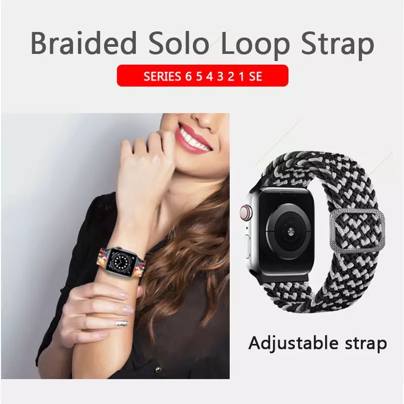 สายนาฬิกาข้อมือไนล่อนสามารถปรับได้สําหรับ Apple Watch 45 มม. 41 มม. 44 มม. 42 มม. 40 มม. 38 มม. สําหรับ Iwatch  7 6 Se 5 4 3 2 1 - รูปที่ 5