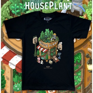 เสื้อยืดผ้าฝ้ายพิมพ์ลายขายดีBlack T-shirt 🪴HousePlant🪴concept design T-shirt เสื้อยืดคุณภาพสีดำ premium cotton100 comp