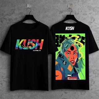 เสื้อคู่วินเทจ - KUSH สตรีทแวร์แขนสั้นเสื้อยืดฮิปฮอป Unisex ถนนสูงแฟชั่นผ้าฝ้ายเสื้อยืด KUSH