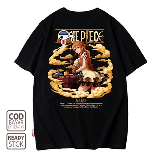 คอลูกเรือเสื้อยืดคอกลมเสื้อยืด พิมพ์ลายการ์ตูนอนิเมะญี่ปุ่น Nami ONE PIECE 001 ALVACOTHผ้าฝ้ายแท้