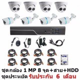 CCTV AHD 1 MP 720P 8 จุด โดม 4 ตัว กระบอก 4 ตัว พร้อมสาย และ HDD 1 TB