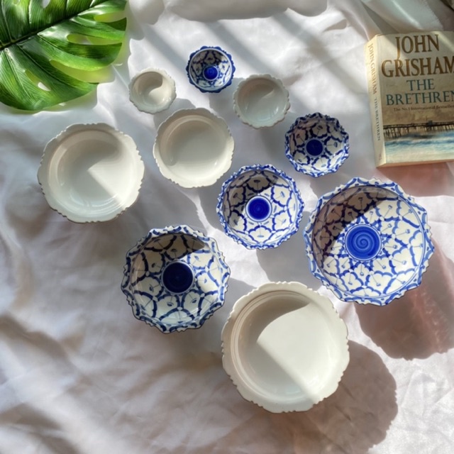 พร้อมส่ง ‼️ พานเชิงสีขาวลายสับปะรดเซรามิค จานเชิงถวายพระ