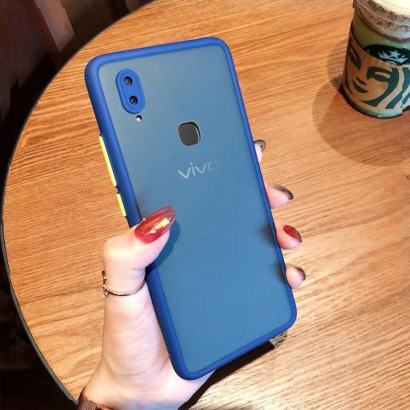 เคสมือถือ Vivo V9 กันรอย กันกระแทก เคสโทรศัพท์ Vivo เคสกันกระแทก ปุ่มสีผิวด้าน เคสกันรอยกล้อง ขอบนิ่มหลังแข็ง