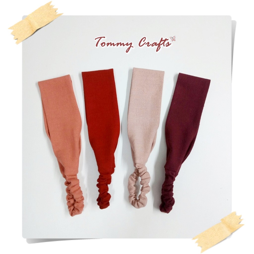 Tommy Crafts ผ้าคาดผมแบบเรียบผ้าฝ้าย สีพื้น โทนสีแดงชมพู cotton Headbands