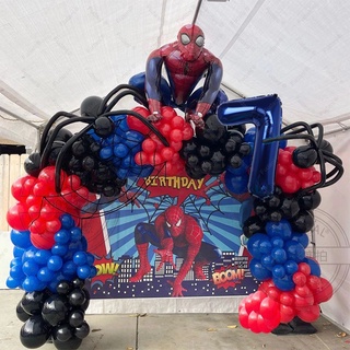 ลูกโป่งยาง ธีมซูเปอร์ฮีโร่ Spiderman สีแดง สีฟ้า สําหรับตกแต่งปาร์ตี้วันเกิดเด็ก 1-9 ปี 106 ชิ้น