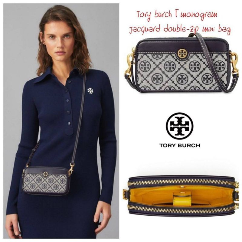 Tory burch t monogram jacquard double-zip mini bag พลาดไม่ได้กับTory burch  | Shopee Thailand