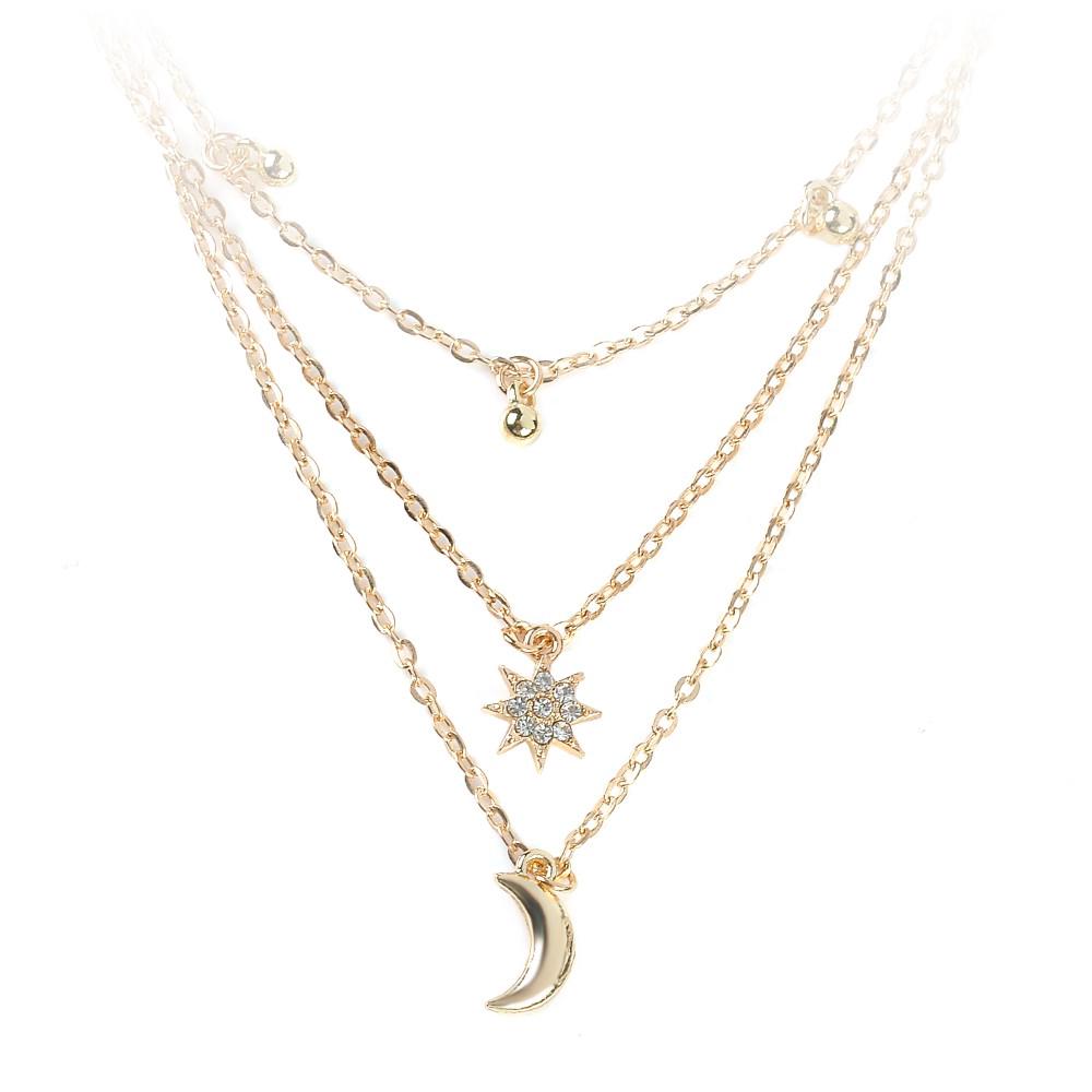 [COD] Multi Layer Beads Choker Necklaces for Women Sexy Moon Collier