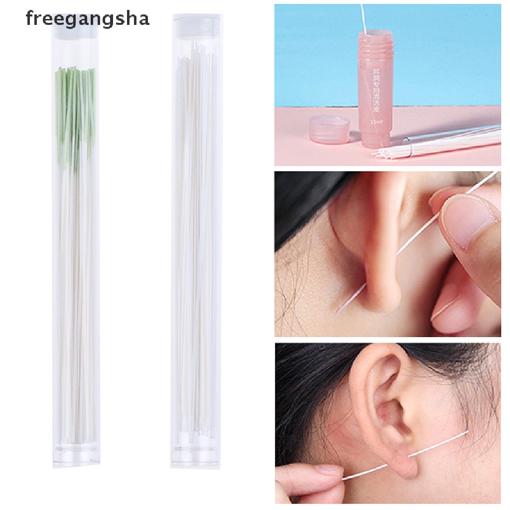 [FREG] 60pcs Earrings Hole Cleaner Disinfection Ear Wires Hole Cleaning Line Piercing FDH