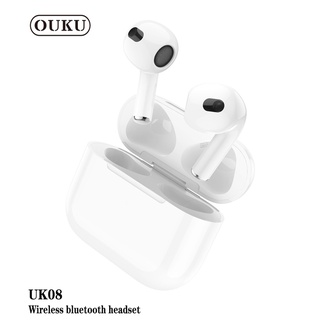 NEW OUKU UK08 Headset compact qulity หูฟังบลูทูธ หูฟังบลูทูธไร้สาย กล่องชาร์จไร้สาย  ชุดหูฟังบลูทูธ พร้อมส่ง