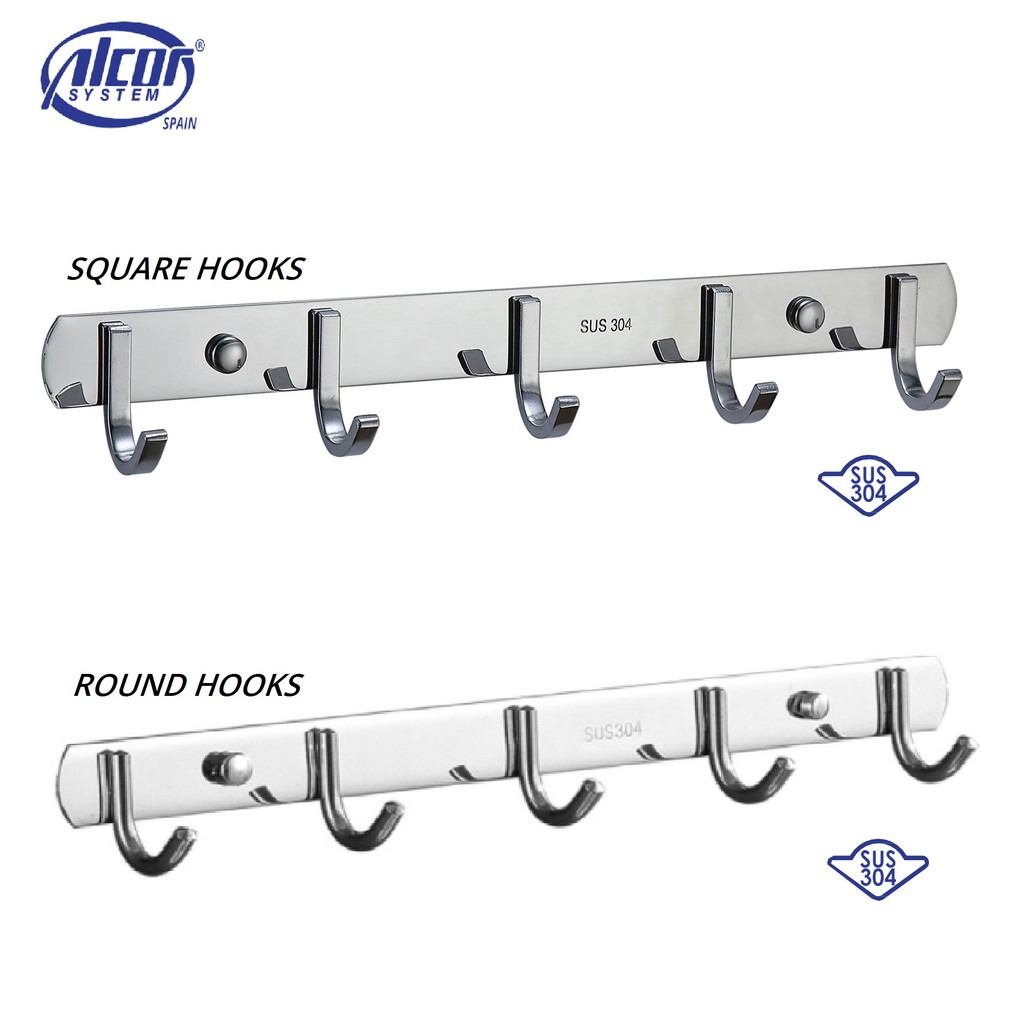 ALCOR SYSTEM SUS304 S/STEEL HOOK - 5 ตะขอ (SQUARE / ROUND)