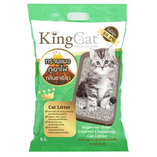 3 ถุง ทรายแมว ทรายภูเขาไฟ KingCat กลิ่นชาเขียว ขนาด 6 ลิตร